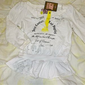 Juicy Couture White Long Sleeve Top Size: P New With Tag